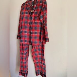 Victoria Secret Pajama Satin Set Ted Women Lounge Size Large Winter Christmas